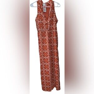 Urban Outfitters NWT Orange Print High Neck Sleeveless Wide Leg Jumpsuit M
